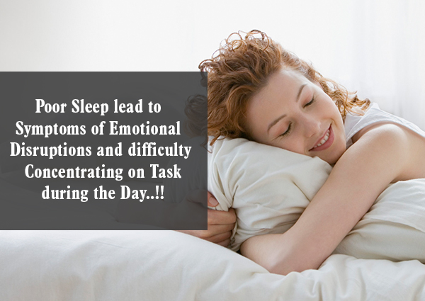 Poor Sleep lead to Symptoms of Emotional Disruptions and difficulty Concentrating on Task during the Day..!!